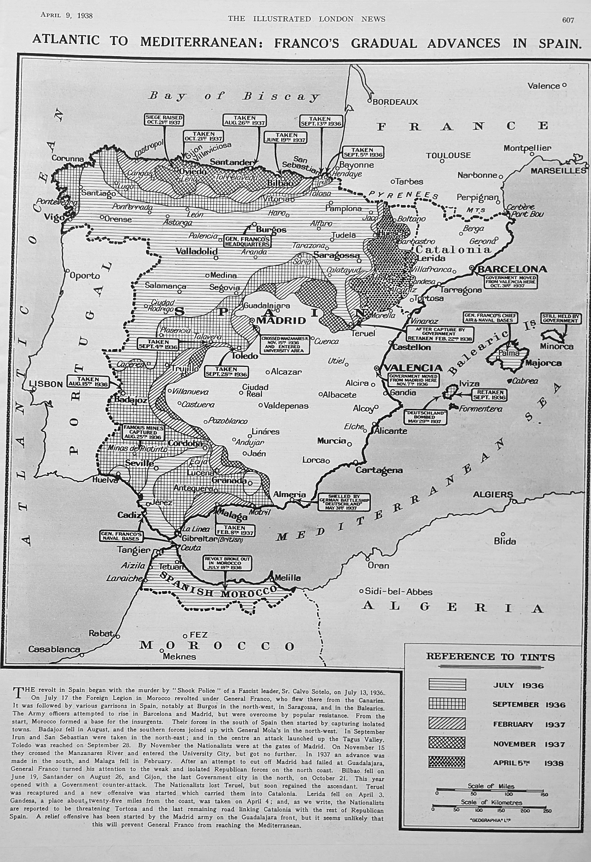 Franco's map of advance